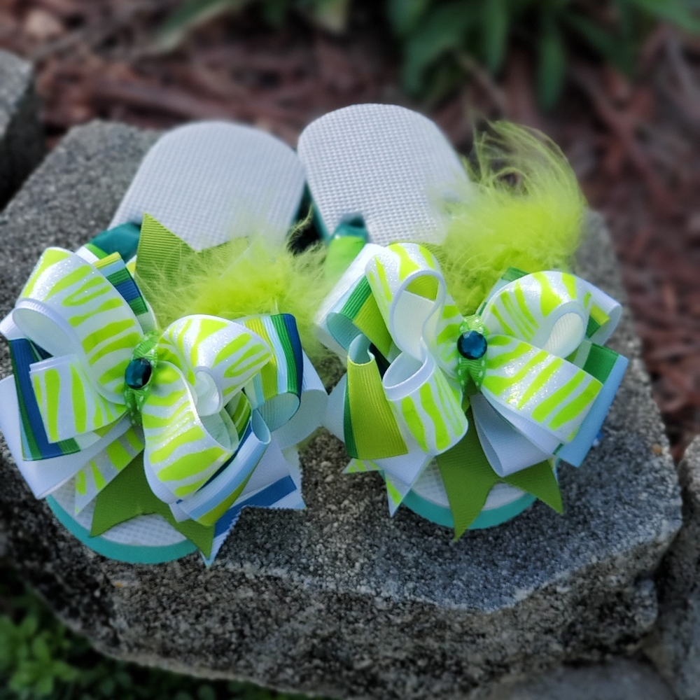 Kids custom designed flip flops.